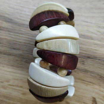 Браслет Волна с шариком, дерево, цвет светлый, вишневый, ширина 28 мм