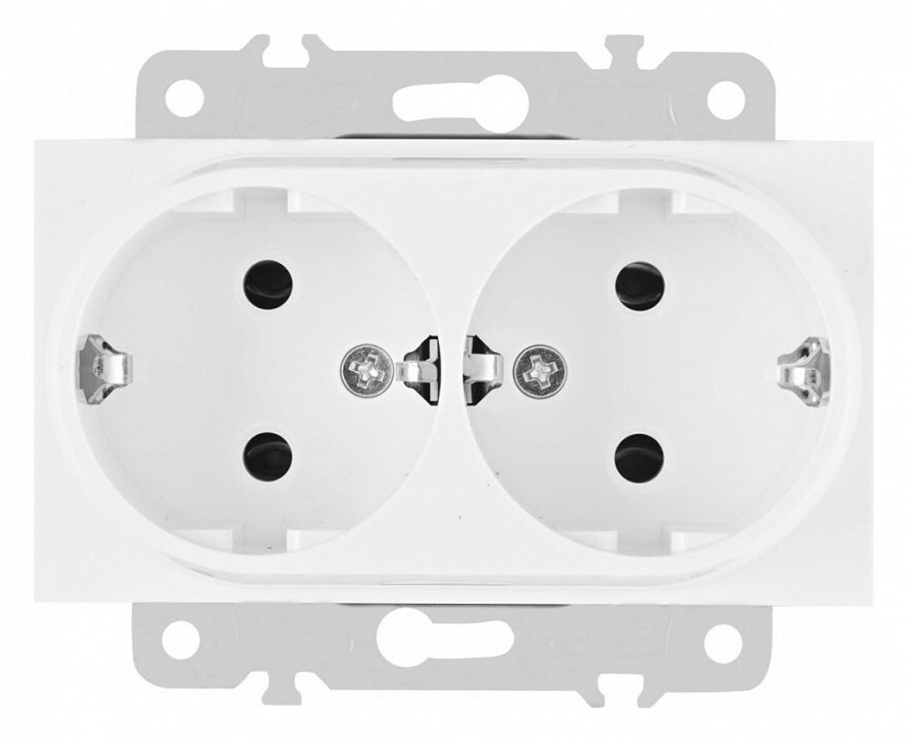 Розетка двойная с заземлением, без рамки Arte Milano am-203 203.40-2.white