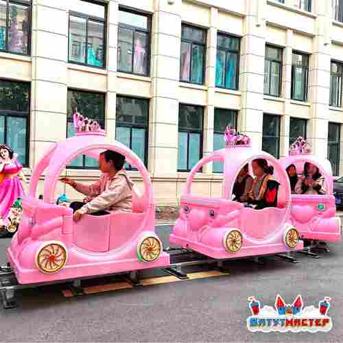 Детский поезд на рельсах с подсветкой «Принцесса», 5 кареток, 10 мест