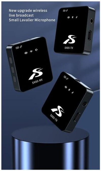 2в1 универсальный петличный микрофон SX85 (2 беспроводных микрофона с приемником для IPhone, Lighting, ПК, DSLR-камеры, Type-C, Android)