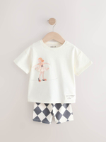 Футболка и шорты в комплекте для девочки Next AB4-633, Белый, Серый