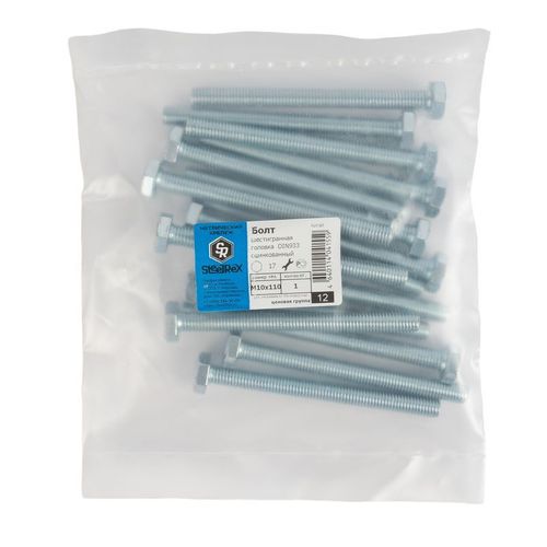 Болт М10х110 мм с шестигранной головкой DIN 933 кл 5,8