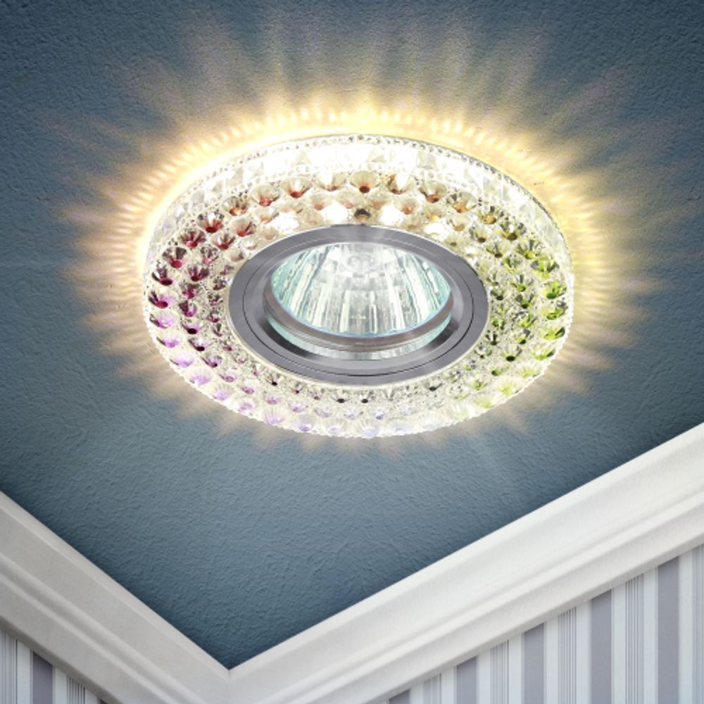 Светильник встраиваемый cо светодиодной подсветкой ЭРА DK LD15 SL RGB/WH под лампу MR16 GU5.3 мультиколор