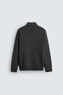 ZARA ТРИКОТАЖНОЕ ПОЛО НА МОЛНИИ, СЕРЫЙ МЕЛАНЖ