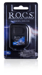 Зубная нить ROCS Black Edition расширяющаяся 40 м
