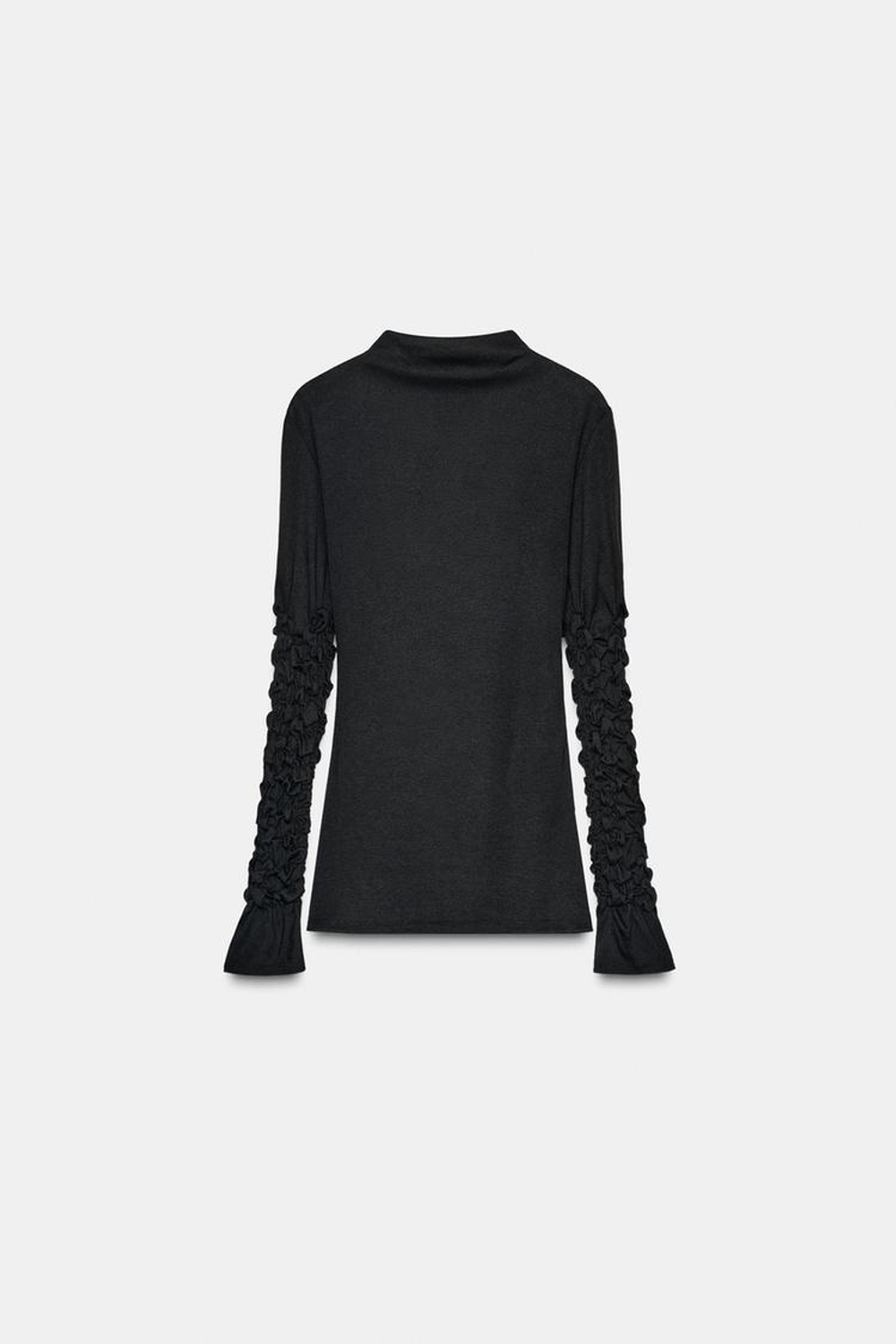 ZARA ТОП С ВЫСОКИМ ВОРОТНИКОМ И ДЛИННЫМИ РУКАВАМИ, ЧЕРНЫЙ