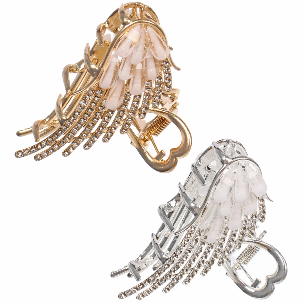 Заколка - краб для волос на блистере «LAVITA», крылышко, цвет серебро и золото, 6,3*4см