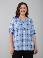 Блузка БЛ-131/сероголубая-клетка