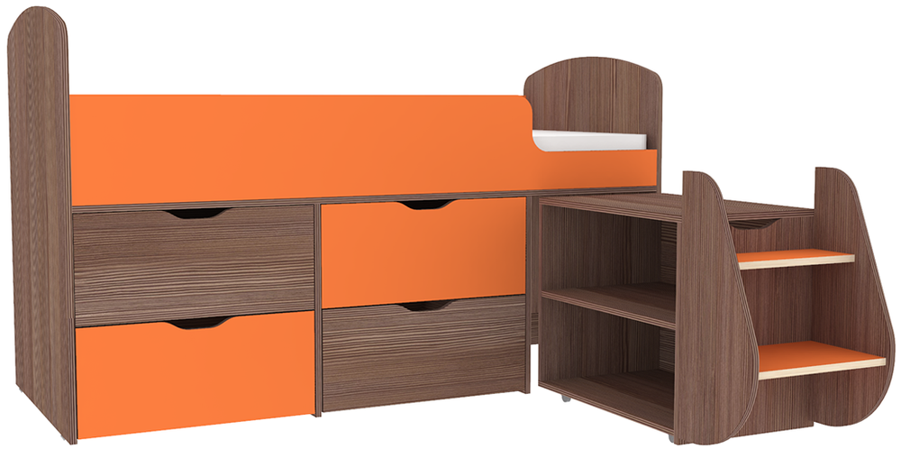 Кровать-чердак КарИВи Малыш 7 Бодего Темный Оранжевый