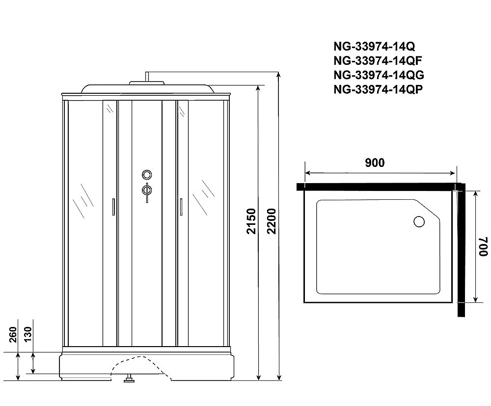 Душевая кабина Niagara Classic NG-33974-14QP 90x70