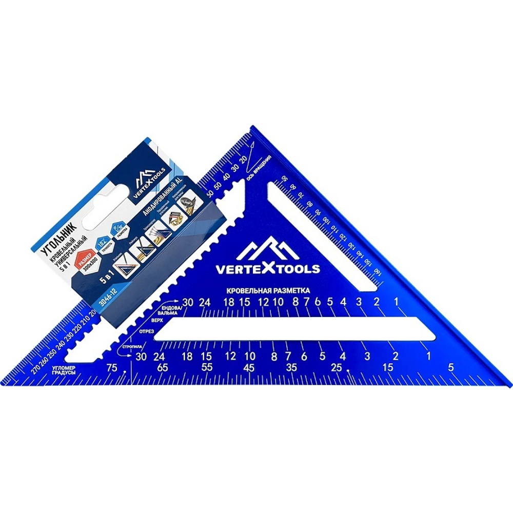 Угольник кровельный 5 в 1 алюминиевый 300 мм Vertextools