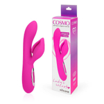 Розовый вибромассажер с отростком в виде бутона - 20 см. (Цвет: розовый)