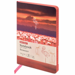 Блокнот малый ФОРМАТ (100х150 мм) А6 BRAUBERG VISTA "Flamingo" под кожу гибкий тиснение фольга 80 л. (2 штуки в упаковке)