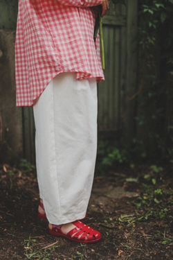 Рубашка с объемным рукавом, розовая клетка