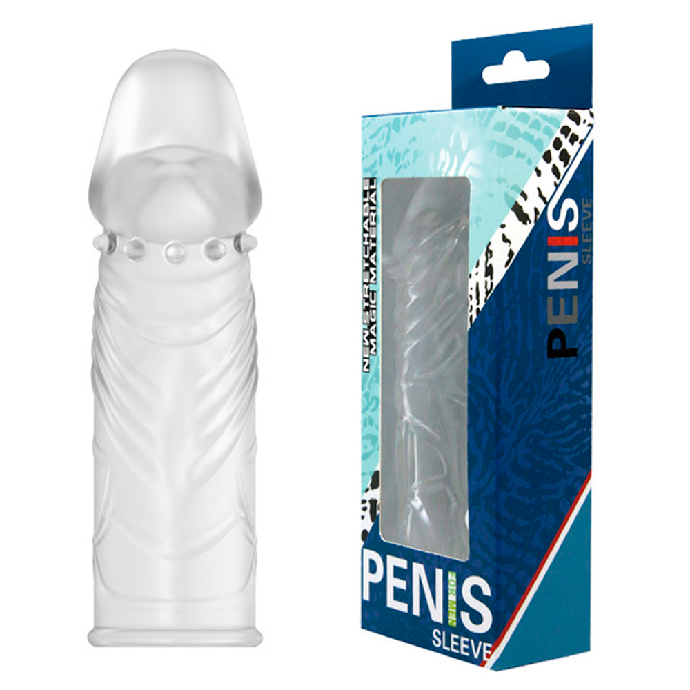 Прозрачная насадка на фаллос 14см с закрытой головкой Baile Sleeve BI-010045E