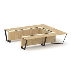 Steel Meet Стол переговорный П-образный KM-PR.B.SP-11P Тиквуд Светлый/Ваниль Глянец/Металл Черный 32