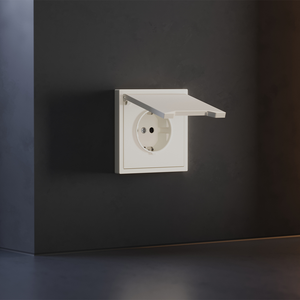 Накладка для розетки с заземлением, защитными шторками и крышкой, S70 (хлопок)