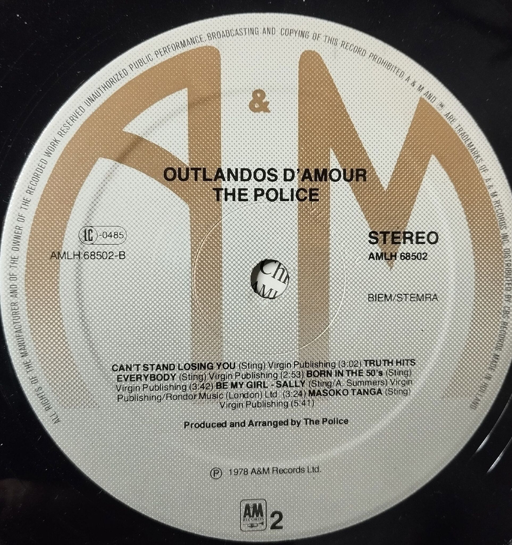 Винтажная виниловая пластинка LP The Police Outlandos D'Amour (Holland 1978)