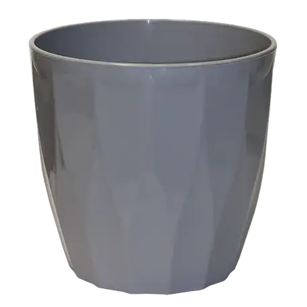 Горшок для цветов пластиковый 4,5л d-20см «Флюте» со вставкой серый шёлк