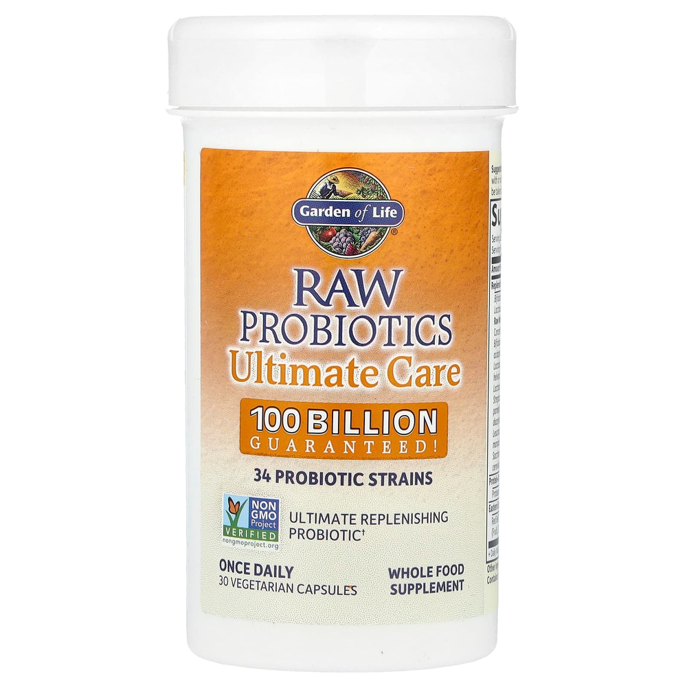 Garden of Life, RAW Probiotics, Ultimate Care, длительного хранения, 30 вегетарианских капсул