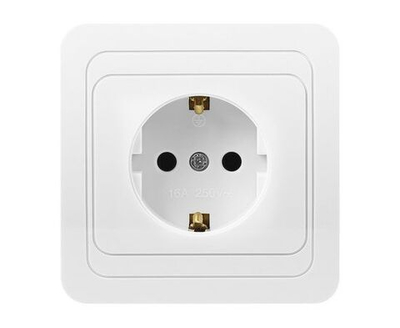 Розетка Smartbuy 1-местная с заземлением 16А белая, керамика Марс SBE-02w-16-S1-Z-c