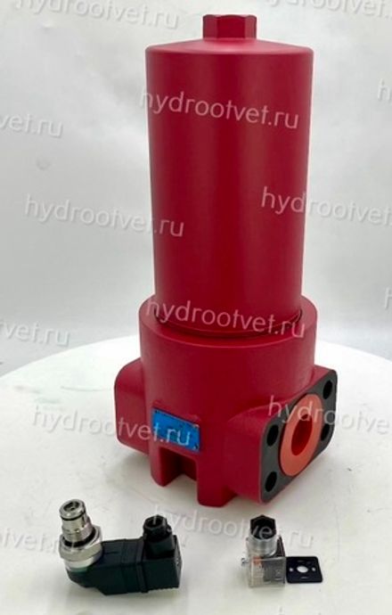 WKDFBN/HC500F10D1.1/-L24 - Напорный фильтр гидравлический одинарный модели DF тонкость фильтрации 10 мкм, типоразмер 500, вид присоединения: фланец SAE 2" (DN50), материал корпуса - чугун, рабочее давление до 420 бар, визуально-электрический (лампа с напряжением 24В) индикатор загрязнения