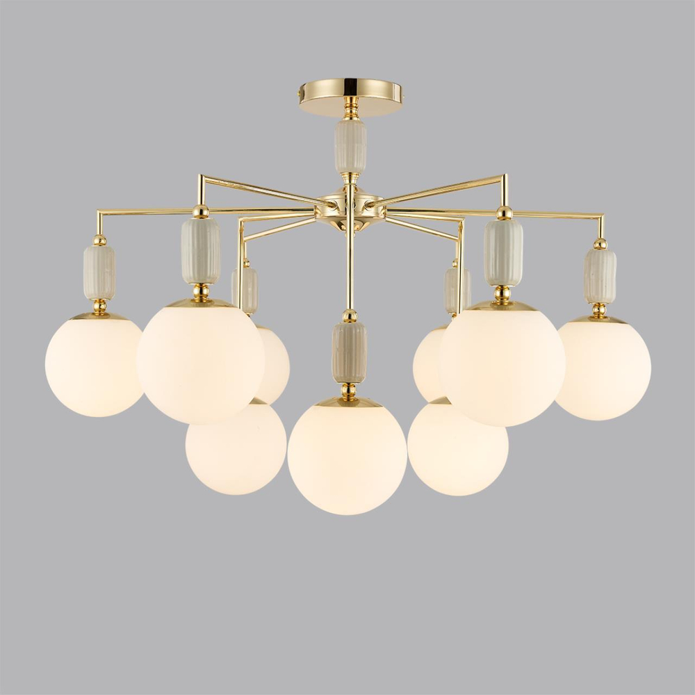 6580/9C CLASSI LN25 54 французское золото, серый/белый металл, керамика/стекло Люстра потолочная E14 9*40W 220V VIVIEN