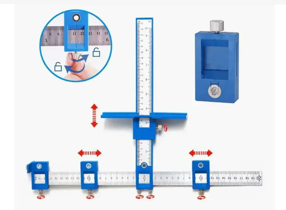 Кондуктор для разметки отверстий под мебельную фурнитуру/ Проектор отверстий/ Комплект с чехлом