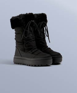 OYSHO Ботинки après-ski на шнуровке с мехом, черный