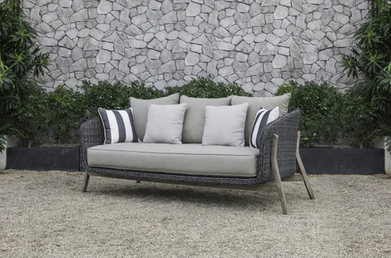 Комплект уличной мебели Jura из массива акации, алюминия и ротанга, серый, антрацит