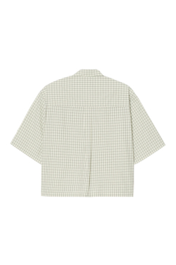 ZARA X BENITO ANTONIO РУБАШКА С ОТЛОЖНЫМ ВОРОТНИКОМ, БЕЛЫЙ/ЗЕЛЕНЫЙ