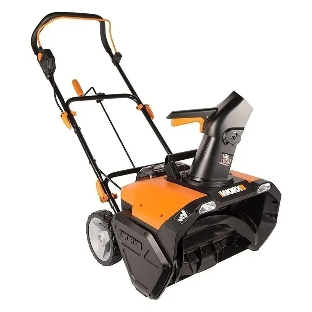 WORX WG471E 40В аккумуляторный снегоуборщик (2 x 4 Ач, ЗУ) ковш 50 см, выброс 6 м