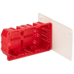 Распаячная коробка ЭРА KRT-172-96-45 скрытой установки красно-белая 172х96х45мм для твердых стен саморезы крышка IP20