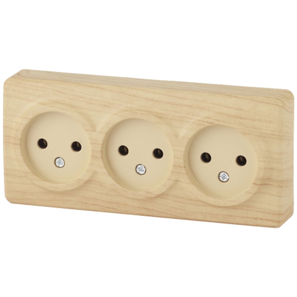 11-2207-11 ЭРА Розетка 3х2P, 16A-250В, IP20, ОУ, Эра Эксперт, сосна | Эра Эксперт