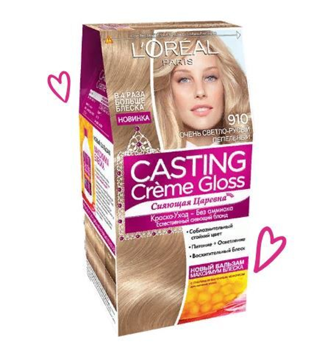 L'Oreal Paris Краска для волос Casting Creme Gloss, тон №910, Очень светло-русый пепельный, 48 мл