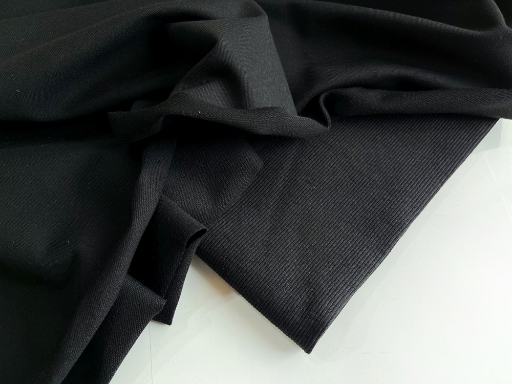 ЧЕРНЫЙ - Футер 2х-нитка с лайкрой, компакт пенье (КРВ691 Олеся) УЦЕНКА!