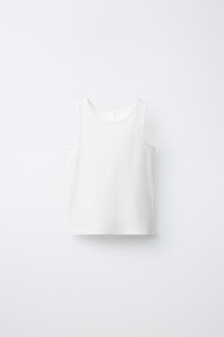 ZARA МАЙКА В РУБЧИК С КРУГЛЫМ ВЫРЕЗОМ, БЕЛЫЙ