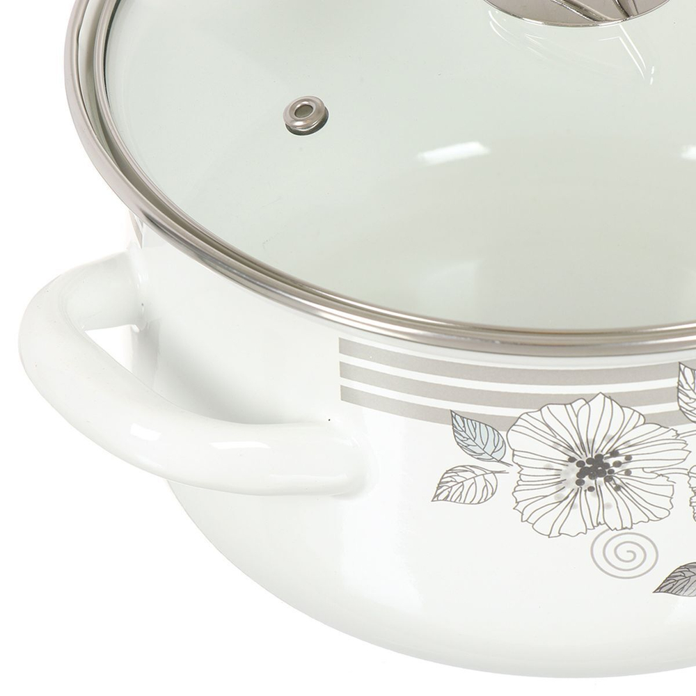 Набор эмалированной посуды 6 пр, кастрюли 2,3,4 л, Керчь, Серебро-1-Экстра стиль