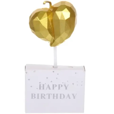 Свеча в торт «Любовь» 7.5 см, золото