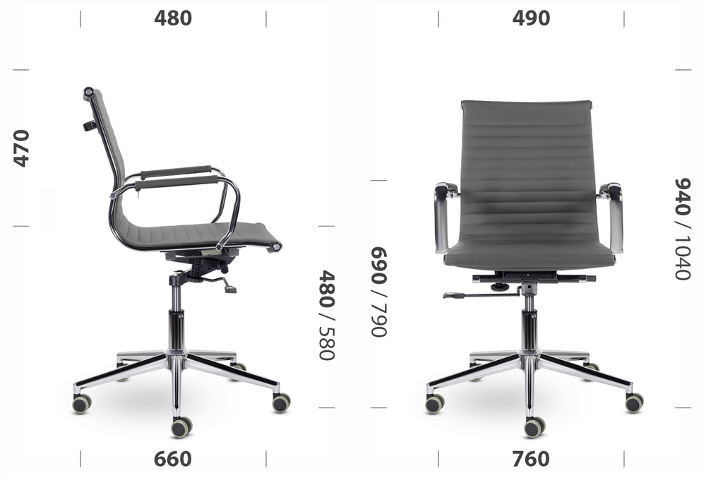 Кресло Кайман СН-300 софт, низкая спинка, хром, экокожа Santorini