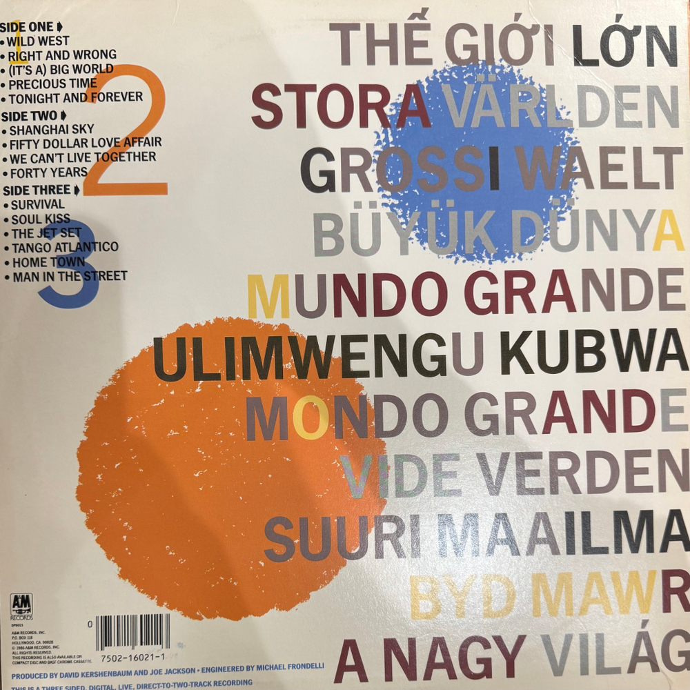 Виниловая пластинка Joe Jackson ‎– Big World 2LP
