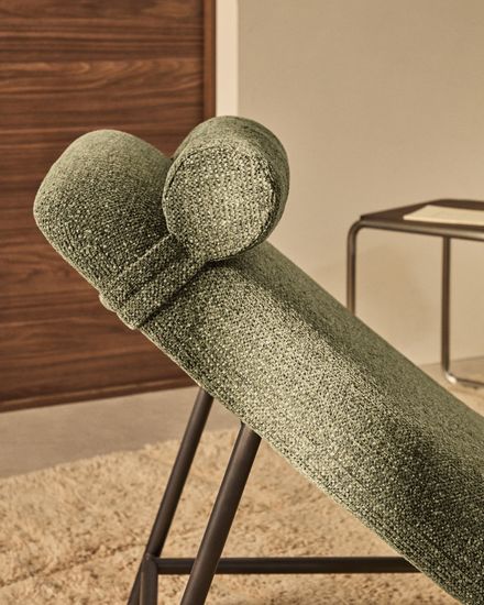 Кушетка Osla из зеленого шенилла с ножками из матовой нержавеющей стали, 175 см