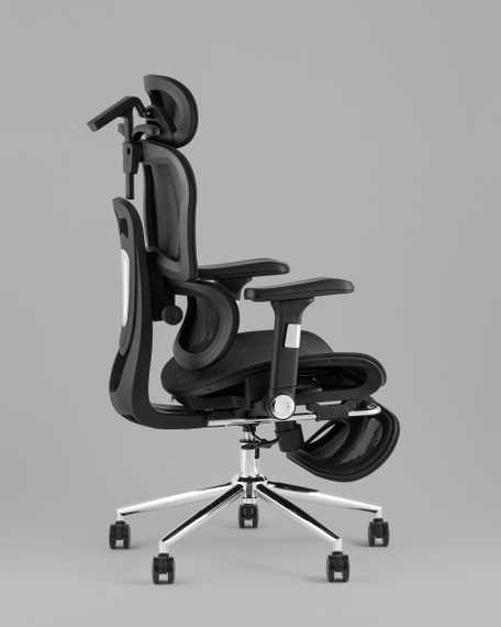 Кресло офисное TopChairs Stich с оттоманкой, черный