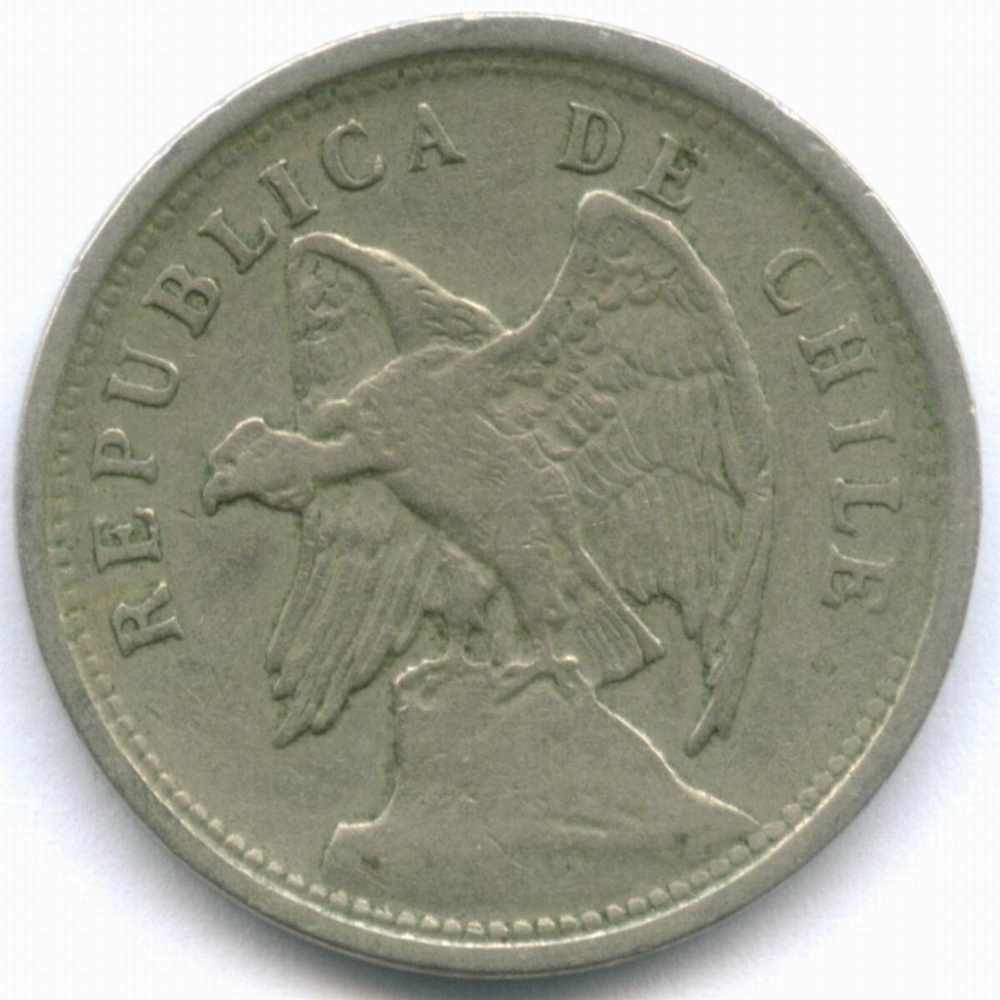 20 сентаво 1925 год. Чили. Медно-никель, диаметр 22.5 мм. VF