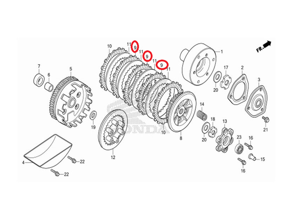 22201-KPG-T00. DISK, CLUTCH FRICTION. OEM Honda MSX125 (Grom) 2013-2016