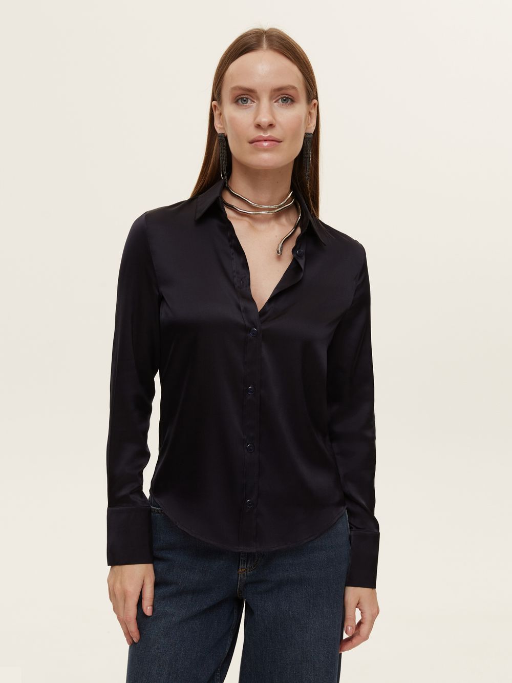 Рубашка Кельн синий шелк