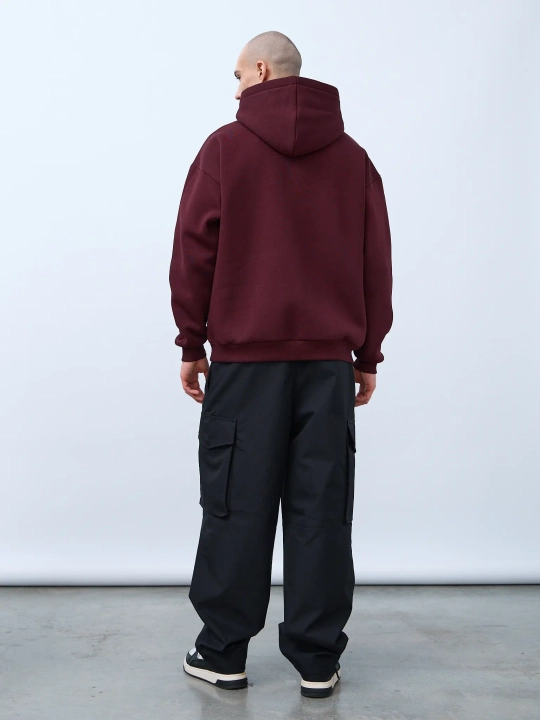 Худи оверсайз с начесом (бордовый)