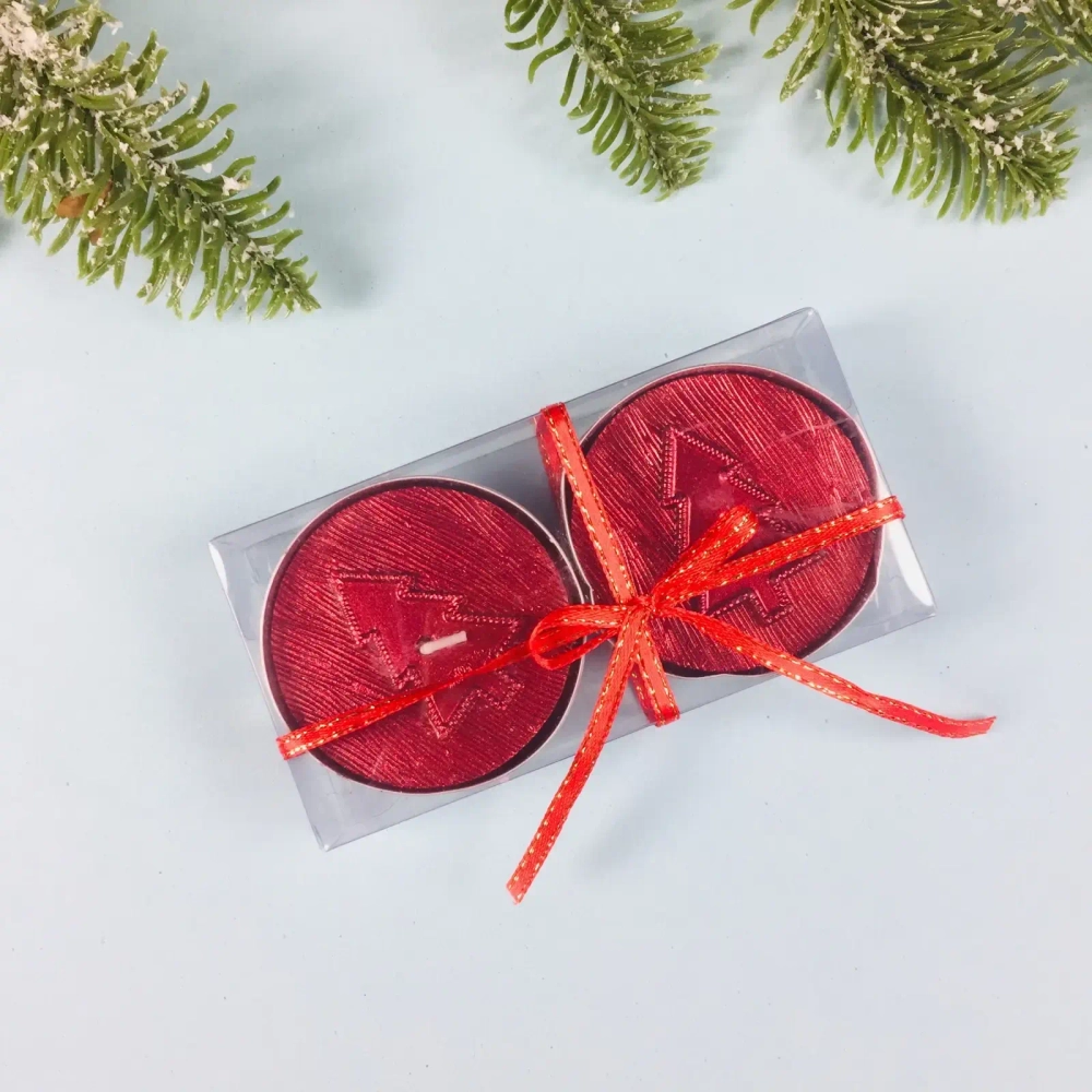 Свечи новогодние «Ёлочка объемная» 5,5 см (набор 2 шт), красный