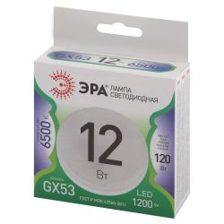 Лампочка светодиодная ЭРА LED GX-12W-865-GX53 GL GX53 12 Вт таблетка холодный свет | Лампы cветодиодные Плоские (GX)