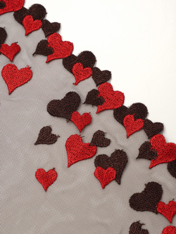 Кружево, вышивка на сетке цвет шоколад с красным неэластичная ширина 17,5 см (только одна сторона)